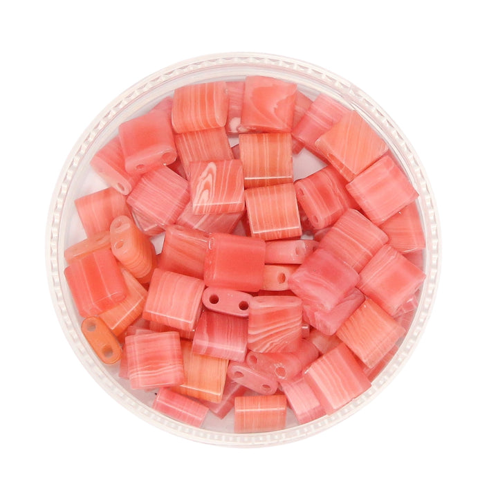 RED STRIPE - Whole Stone Tile Beads
