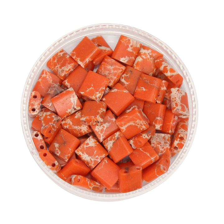 ORANGE IMPERIAL - Whole Stone Tile Beads