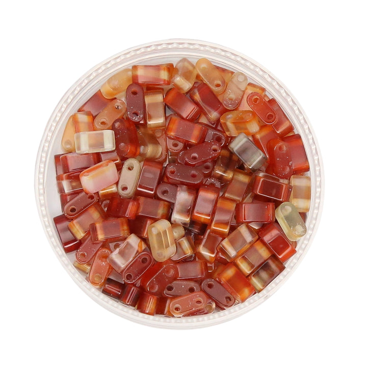 RED AGATE - Half Stone Tile Beads
