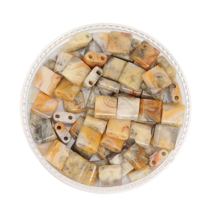 CRAZY AGATE - Half Stone Tile Beads