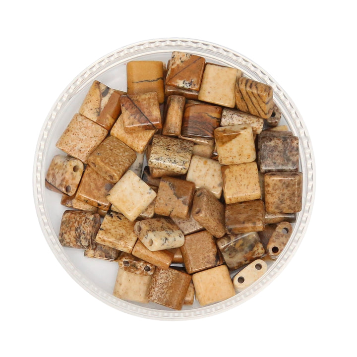 PICTURE JASPER - Whole Stone Tile Beads