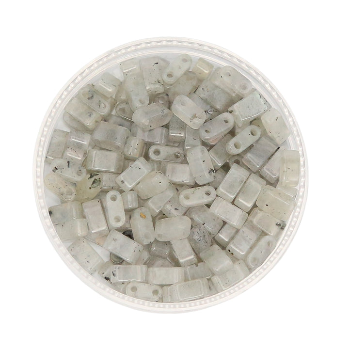 LABRADORITE - Half Stone Tile Beads