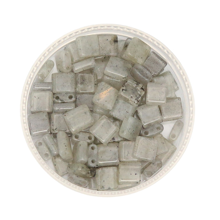 LABRADORITE - Half Stone Tile Beads