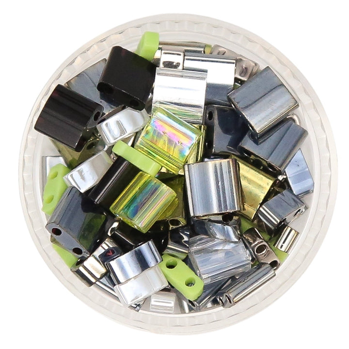 EILISH - Black, Gray and Green Tila Bead Mix