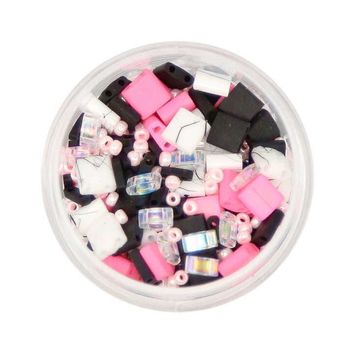 ROLLER DERBY GIRL - Pink and Black Tila Bead Mix