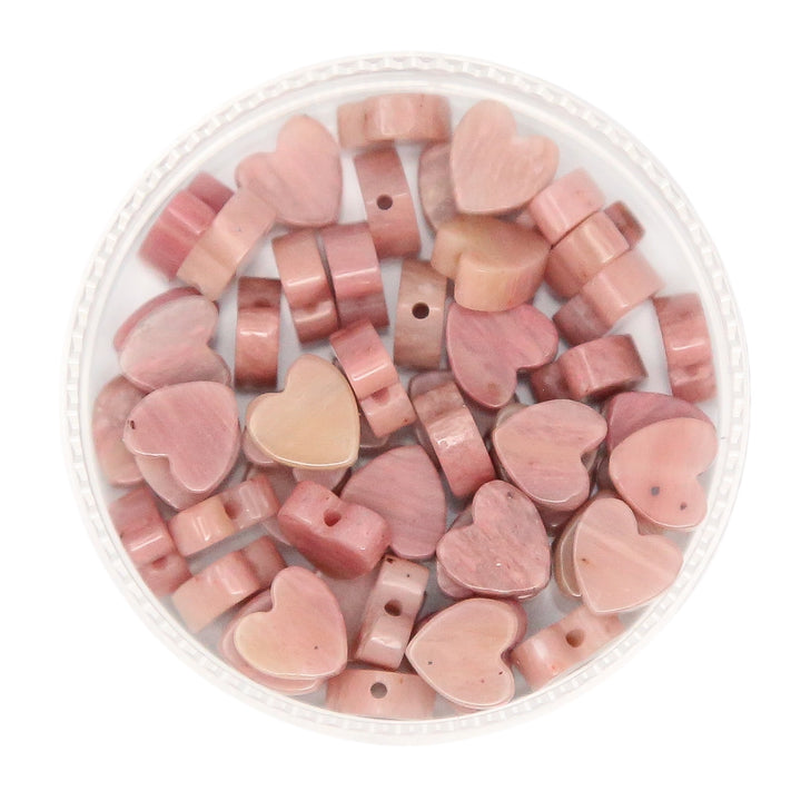 RHODONITE - Stone Heart Beads