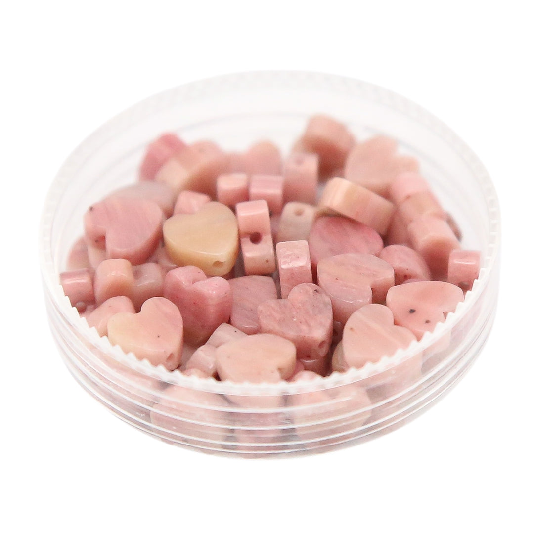RHODONITE - Stone Heart Beads