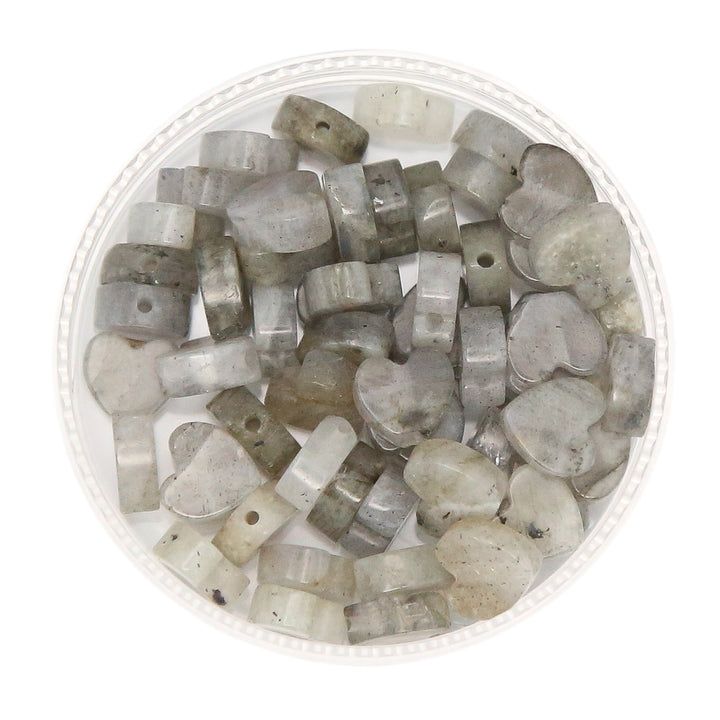 GREY LABRADORITE - Stone Heart Beads