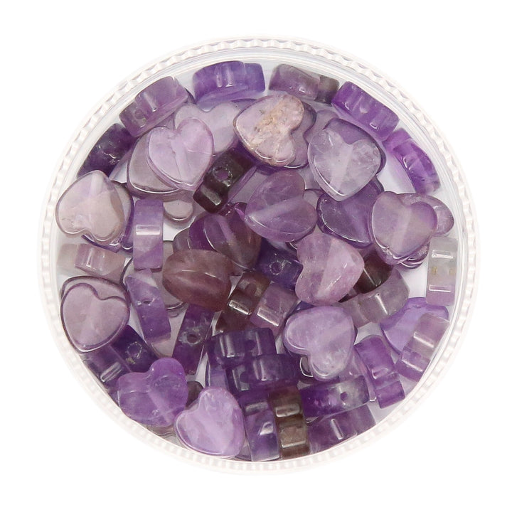 AMETHYST - Stone Heart Beads