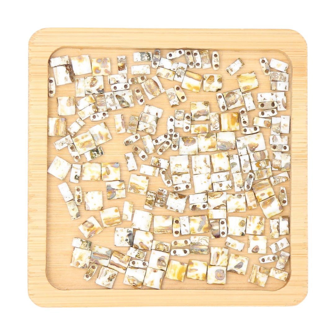 CREAMY JASPER PICASSO - 4512 - White and Yellow Bead Mix