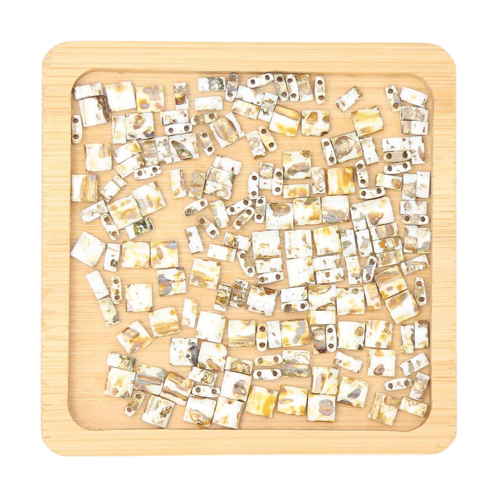 CREAMY JASPER PICASSO - 4512 - White and Yellow Bead Mix