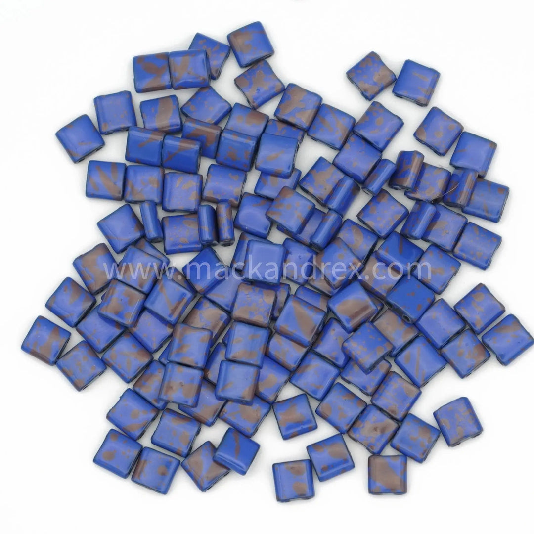 Blue Tila Beads from Miyuki - flat square glass tile beads for jewelry - Mack & Rex, Miyuki TI