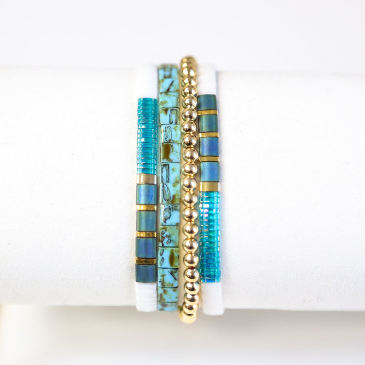 RADIANCE - 4 Tila Bead Bracelet Stack - Mack & Rex