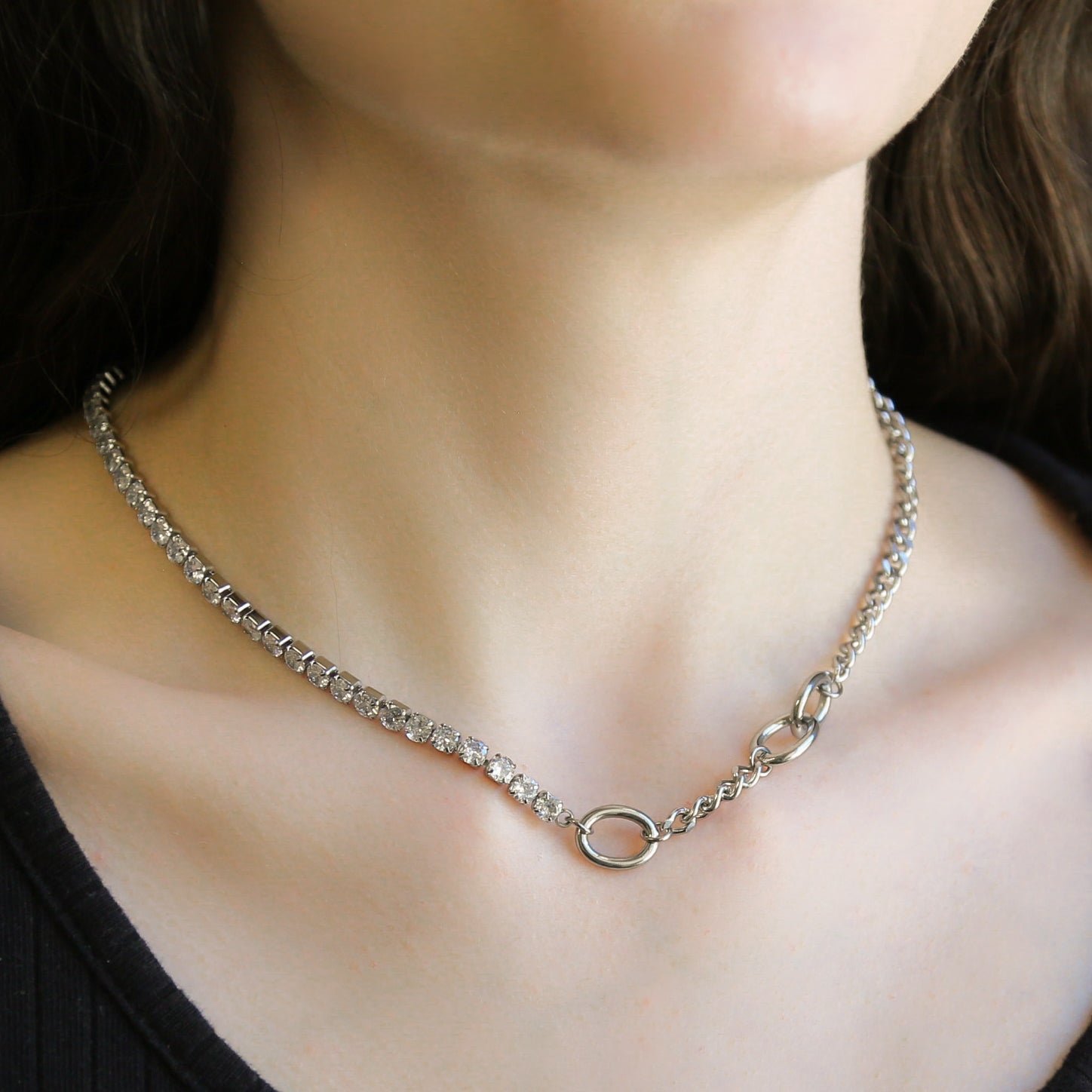 Cuban choker fashion silver