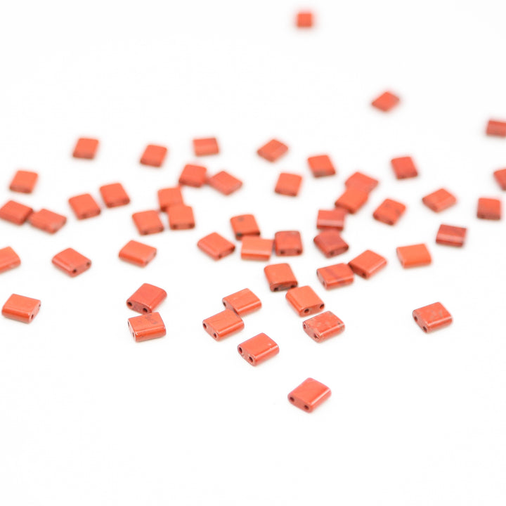 RED JASPER - Half Stone Tile Beads