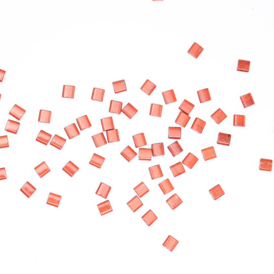 RED JASPER - Half Stone Tile Beads