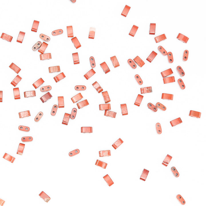RED JASPER - Half Stone Tile Beads