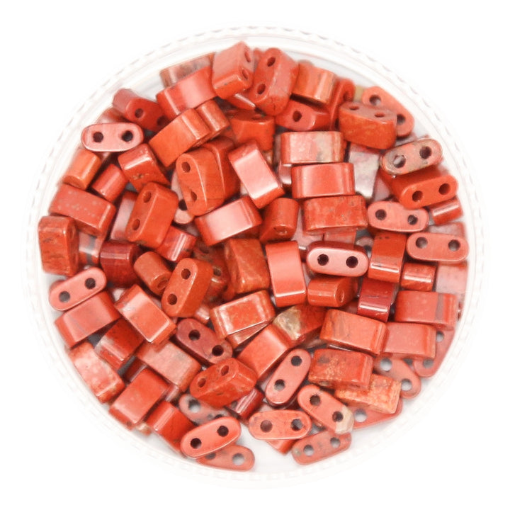 RED JASPER - Half Stone Tile Beads