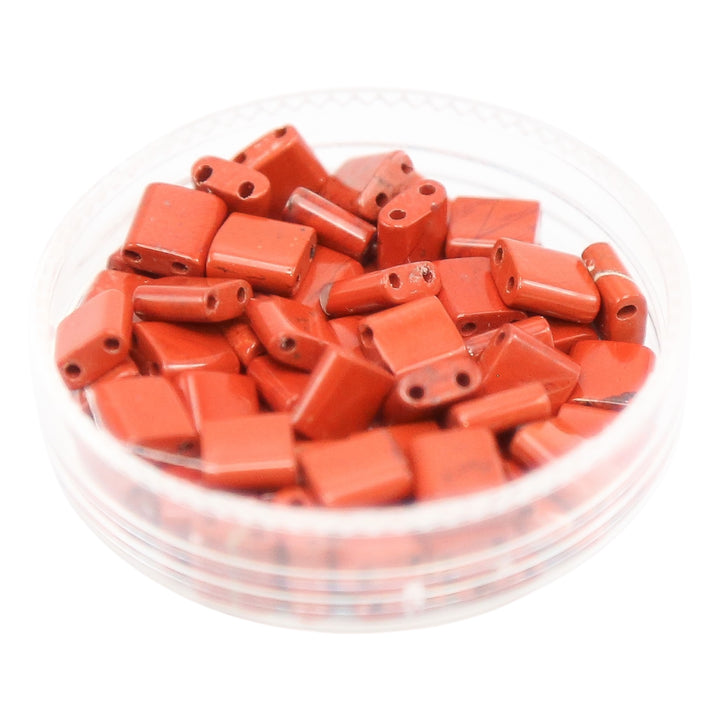 RED JASPER - Half Stone Tile Beads
