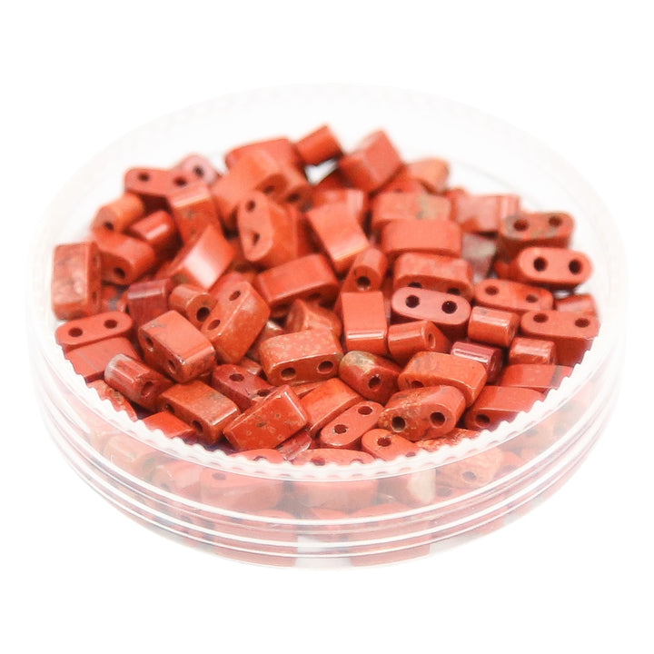 RED JASPER - Half Stone Tile Beads