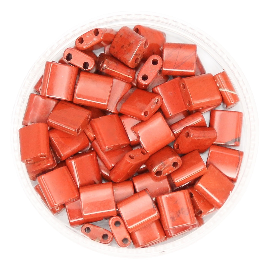 RED JASPER - Half Stone Tile Beads