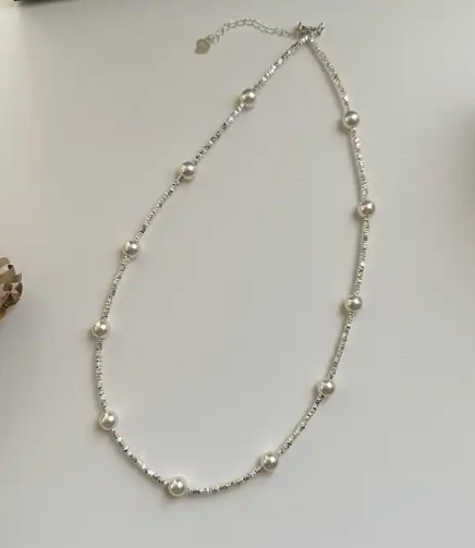 REVEL | 925 Sterling Silver Necklace With Freshwater Real Pearls