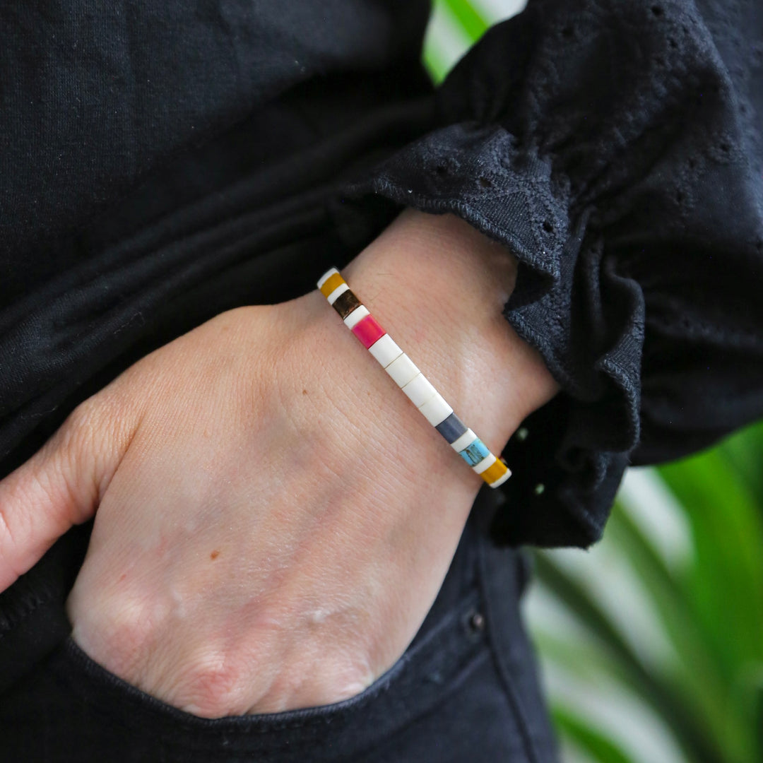 KELITCH Semplice Link Stretch Braccialetto Fatto A Mano Colorato Tila Beaded String Strand Braccialetto Per Le Donna Girl Fashion Charm Jewelry KELITCH Semplice Link Stretch Braccialetto Fatto A Mano Colorato Tila Beaded String Strand Braccialetto Per Le Donna Girl Fashion Charm Jewelry