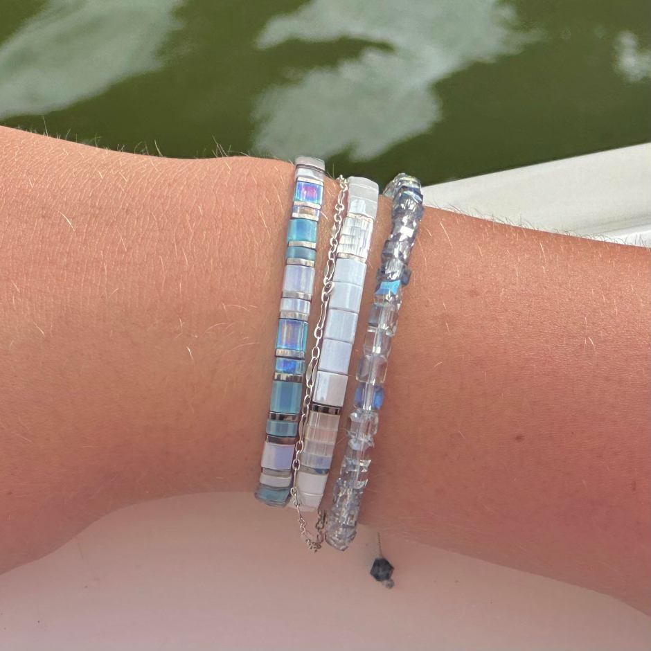 River of Ice - Tila Bead Bracelet Stack - Mack & Rex