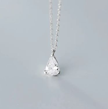 Rockport Sterling Silver Tear Zircon CZ Necklace