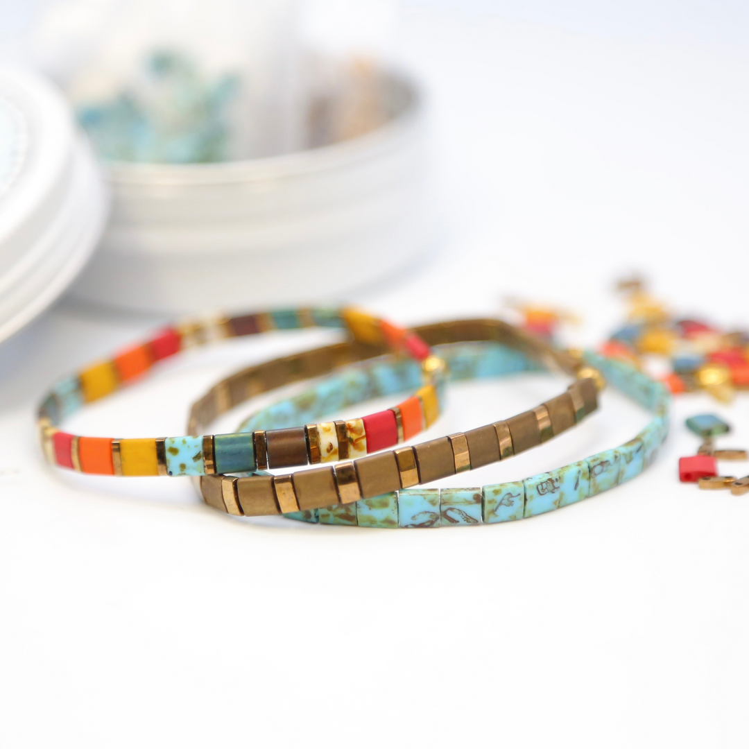 STAINED GLASS - Tila Bracelet Making Kit -  3 Bracelets