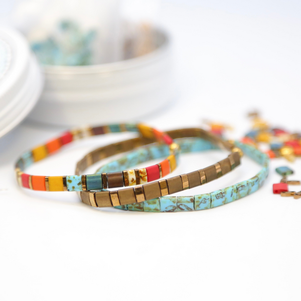 STAINED GLASS - Tila Bracelet Making Kit -  3 Bracelets