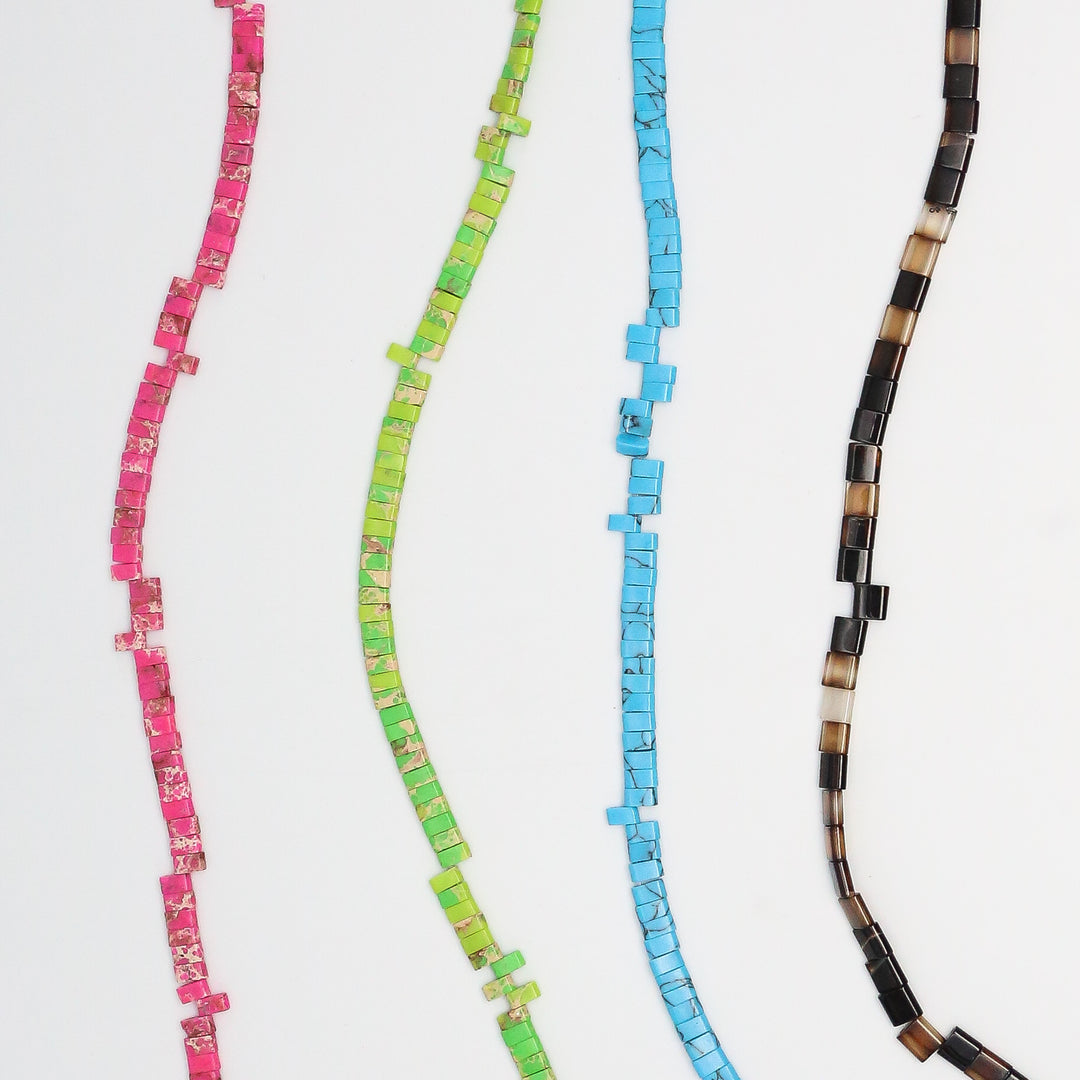 BLACK LINE RHODONITE - Whole Stone Tile Beads