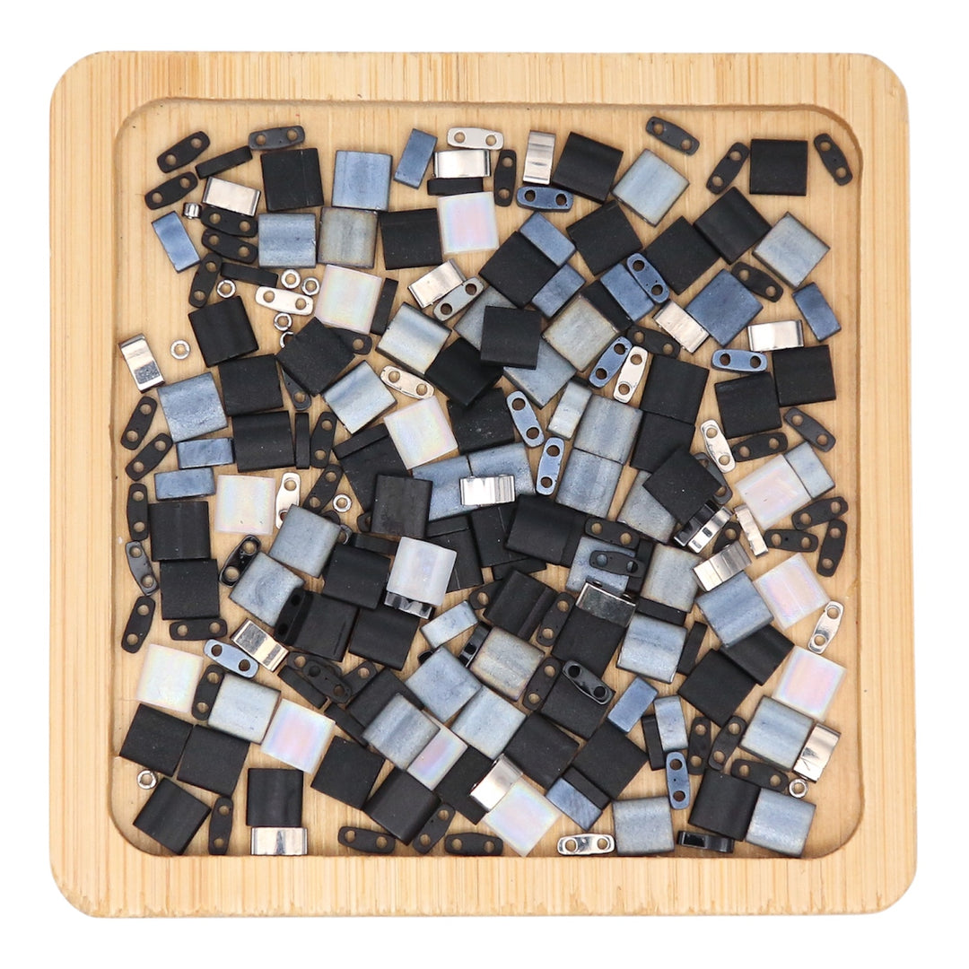 SCANDAL - Black and Silver Tila Bead Mix