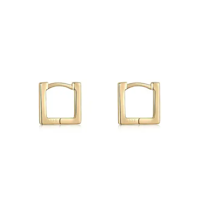 SQUARE HUGGIE GOLD - 18K Gold Plated Sterling Silver Earrings