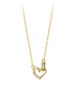 a gold necklace with a diamond heart on it