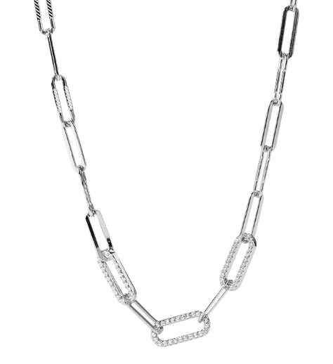 HOLLYWOOD - Zircon Paperclip Necklace in 18K Gold or Silver