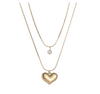 a necklace with a heart and a diamond on it
