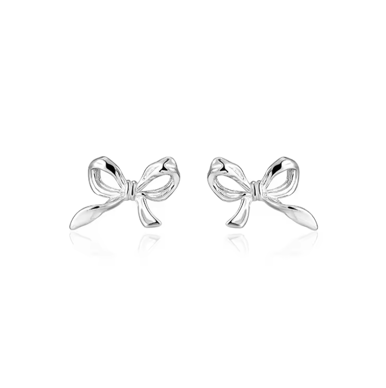 Bow- Sterling Silver Trendy Earrings