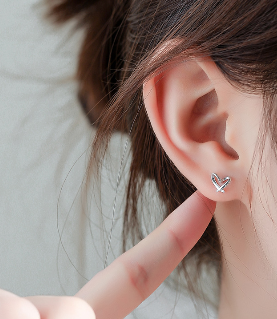 DRAWN TO YOU- Silver Heart Stud Earrings
