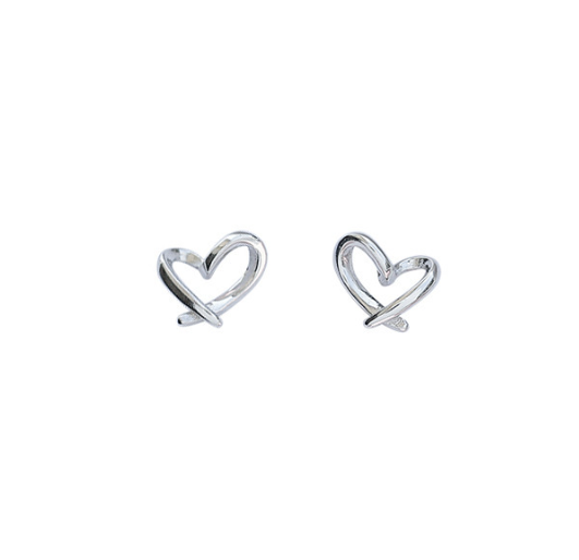 DRAWN TO YOU- Silver Heart Stud Earrings