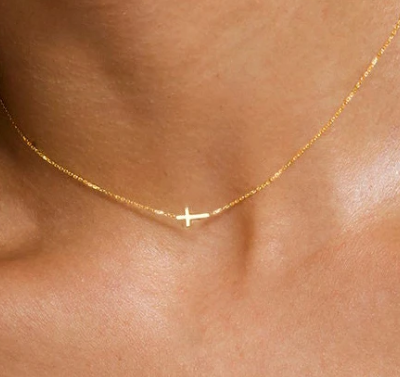 SIDE CROSS - 18k Gold Plated Cross Necklace