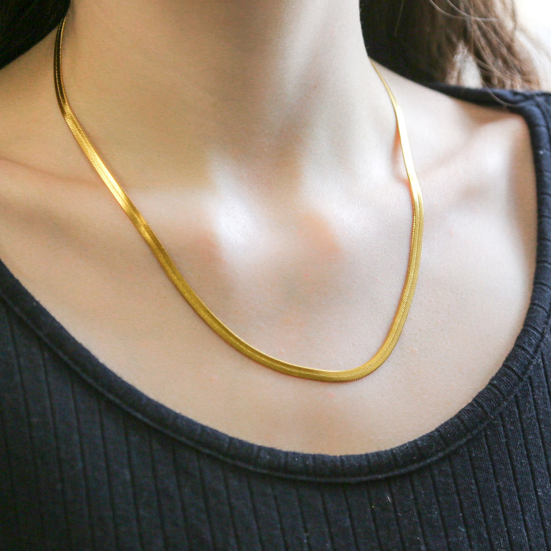 4mm 18 Inch Chain 4mm Herringbone Necklace Sleek Gold 4mm 18inch