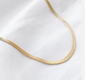 Sleek Gold 5mm 18inch Herringbone Necklace