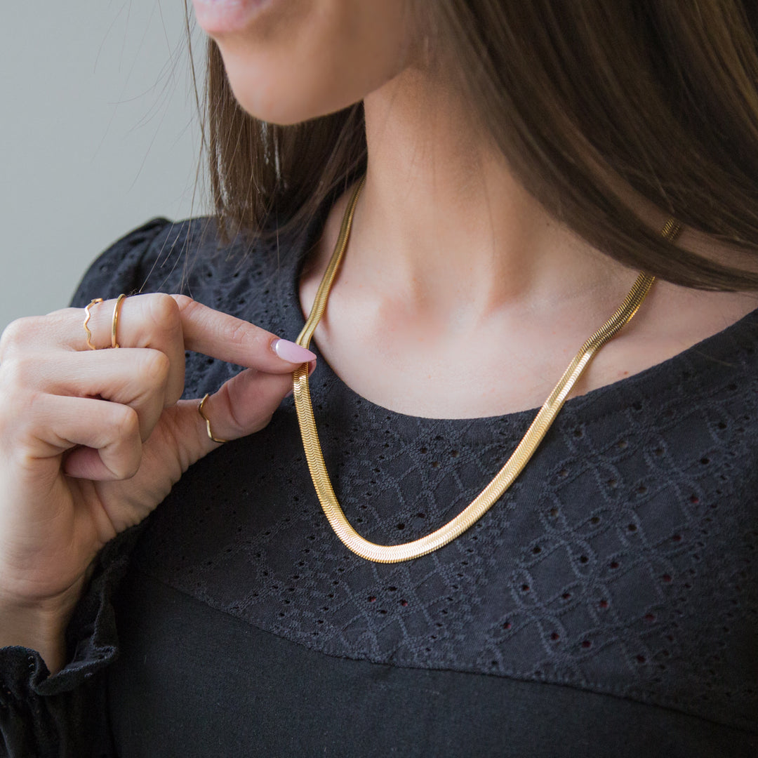 Sleek Gold 5mm 18inch Herringbone Necklace