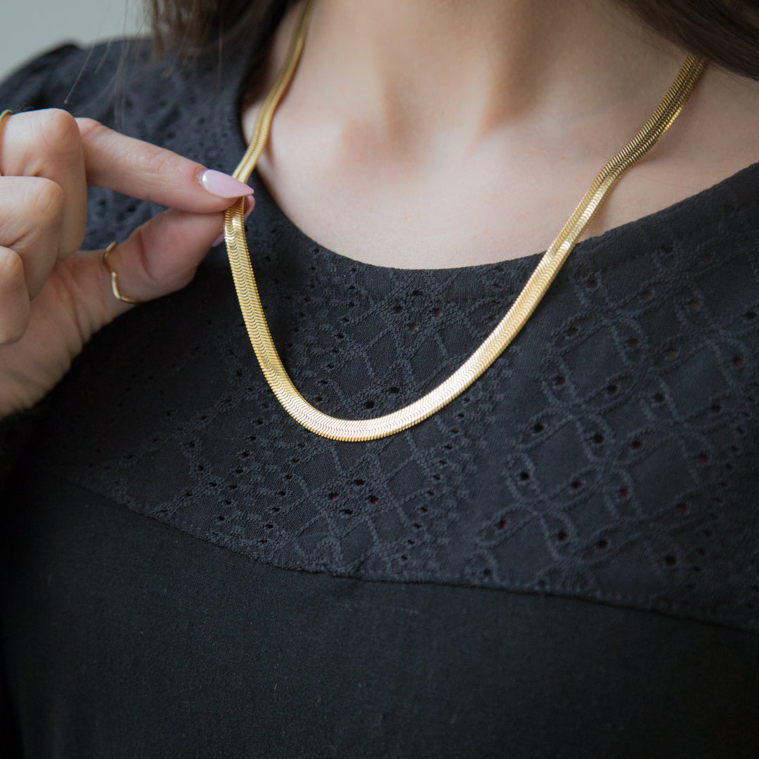 Sleek Gold 5mm 18inch Herringbone Necklace