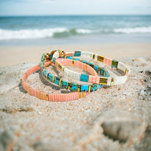 BEACH HOUSE - 3 Tila Bead Bracelet Stack