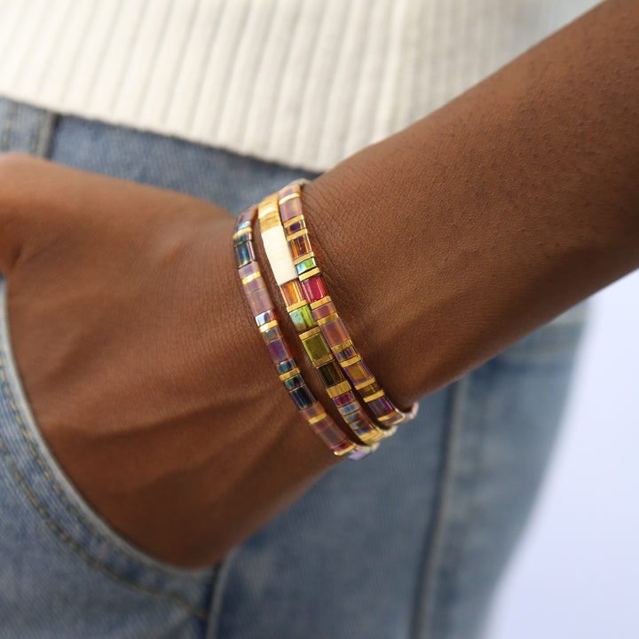 AMBER ROMANCE - Beaded Bracelets - Set of 3