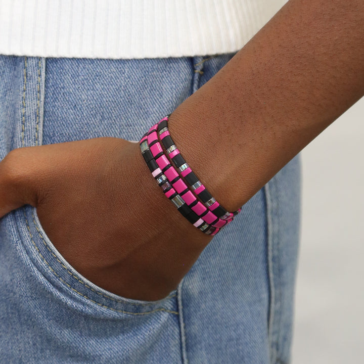 HEART BREAKER - 3 Tila Bead Bracelet Stack