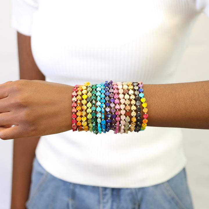 Stoned Heart Collection - Stone Heart Accent Bracelets