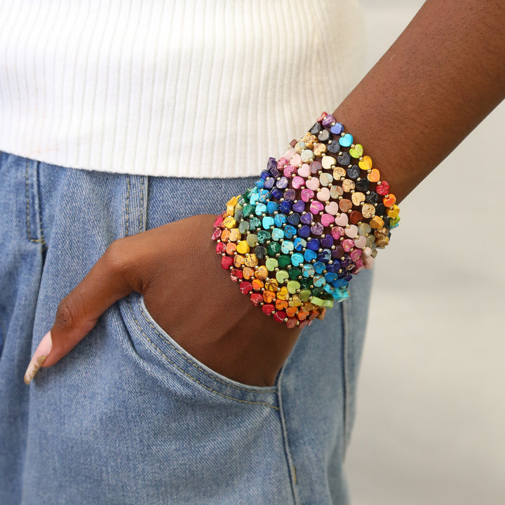 Stoned Heart Collection - Stone Heart Accent Bracelets